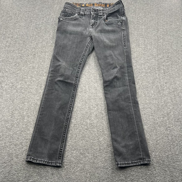 Rock Revival Other - Rock Revival Arthur Straight Black Embroidered Flap Pocket Jeans 28 Stretch